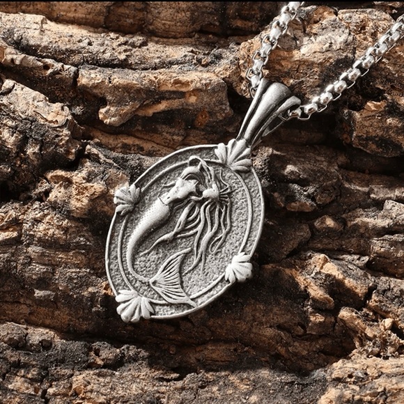 Mermaid Goddess Cameo~ Siren Sovereign Wispy Hair Abstract Art Backbend Necklace - Picture 3 of 15